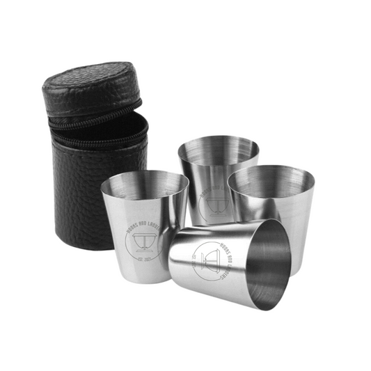 4x 30ml Metal Shot Glasses with Carry Case